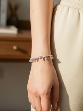 Silver Spike Charm Bracelet - Women's Fashion Jewelry